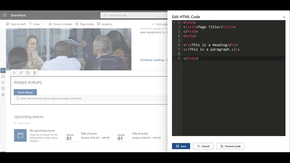 Editing popup HTML in Power Popups for SharePoint